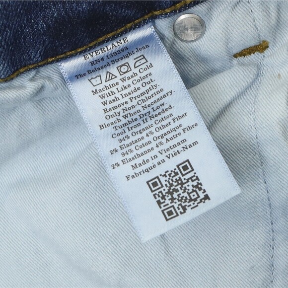 Everlane The Relaxed Straight Jean 32x34 Dark Indigo Fade High Stretch NWOT B15 - Picture 6 of 6